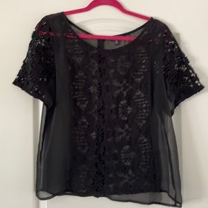 Black lace sheer top